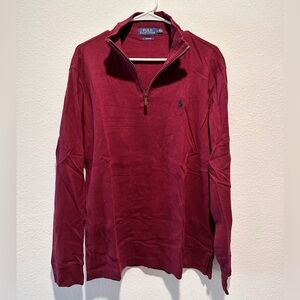 Mens Polo Ralph Lauren Dark Red 1/4 Zip